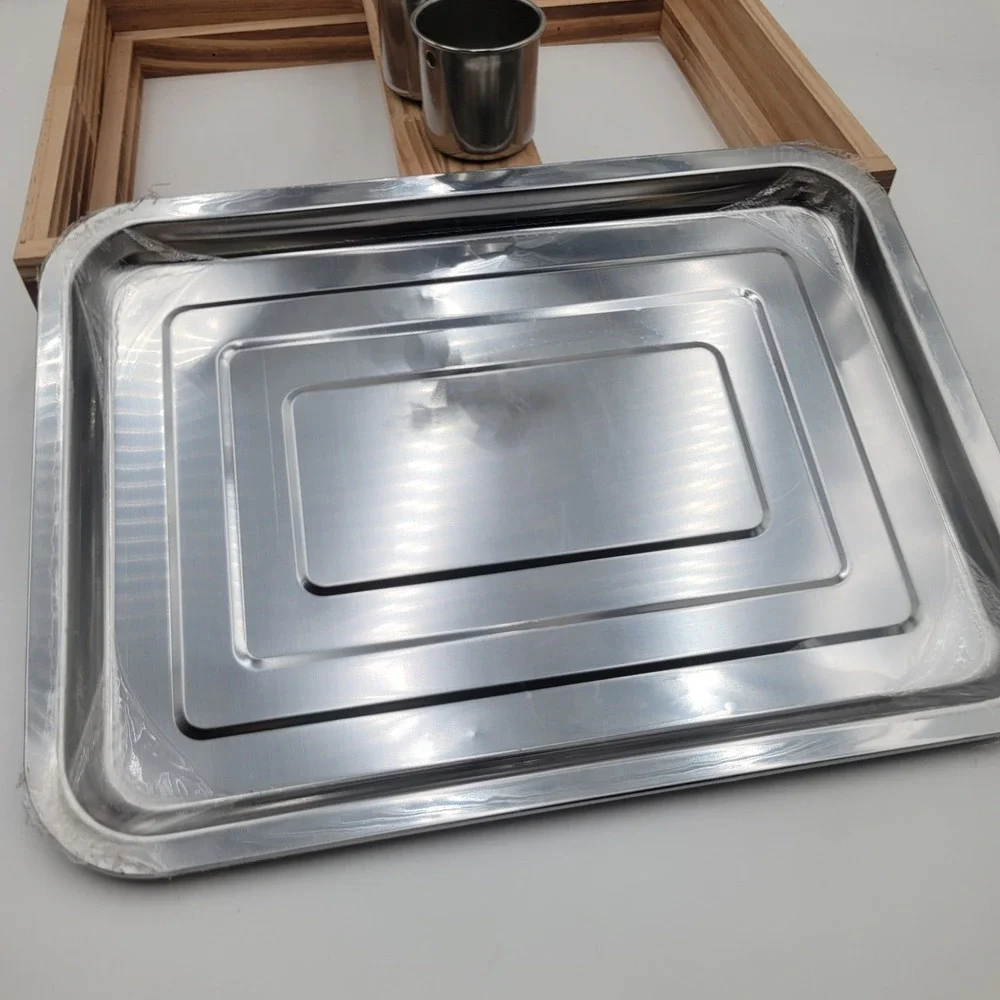Natural Wood Bird Playstand Tabletop Gym with Stainless Steel Tray‎ and Cups